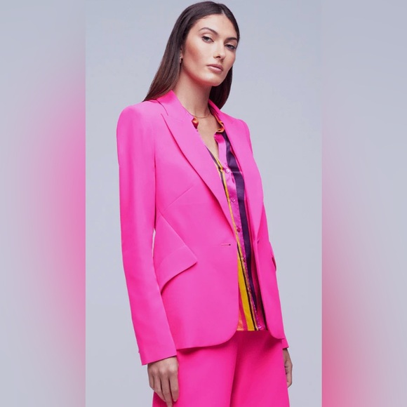 NWT L’AGENCE CHAMBERLAIN PEAK LAPEL BLAZER IN PINK GLO SIZE 12 - Picture 6 of 10